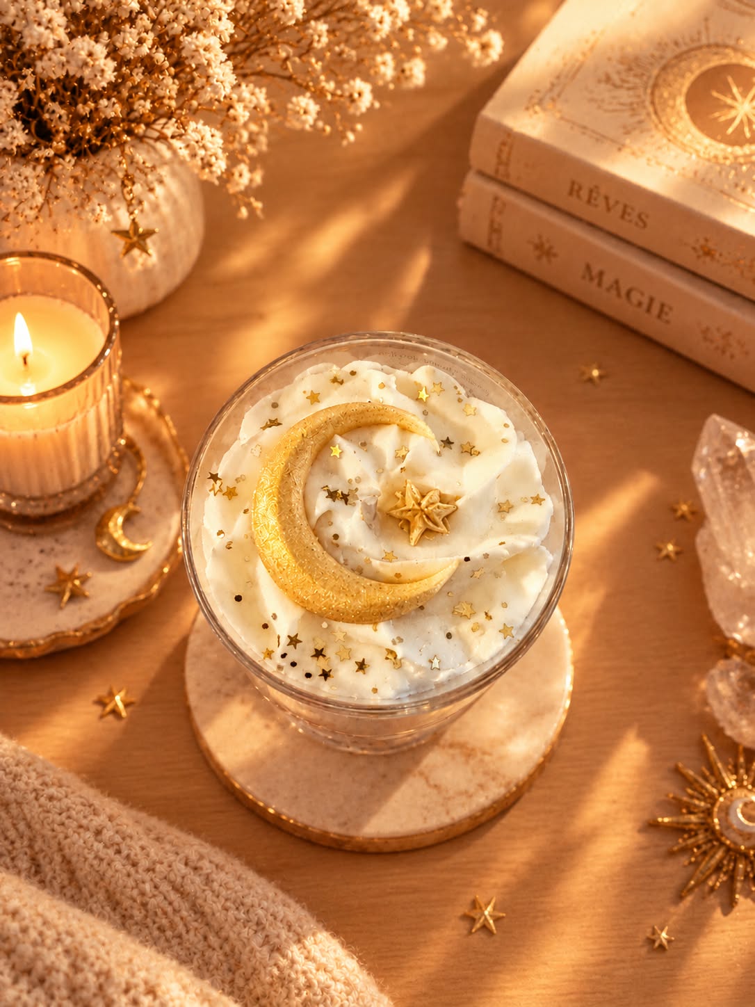 🌙 Bougie Lune & Étoile – Vanille